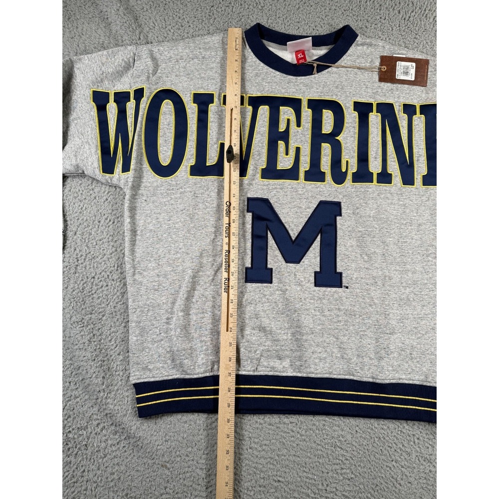 Mitchell Ness Michigan Wolverines Sweatshirt Mens XL Gray Full Field Fleece Y2K - Picture 4 of 11